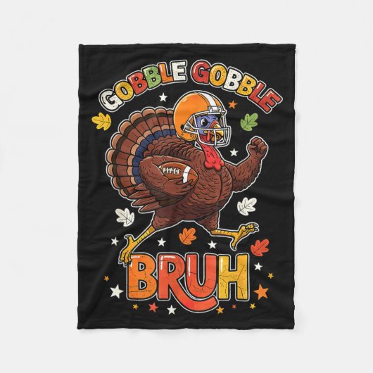 Bruh Funny Thanksgiving Turkey Gobble Football Boy Fleece Deken (Voorkant)