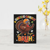 Bruh Funny Thanksgiving Turkey Gobble Football Boy Kaart (Gele Bloem)