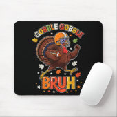 Bruh Funny Thanksgiving Turkey Gobble Football Boy Muismat (Met muis)