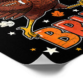 Bruh Funny Thanksgiving Turkey Gobble Football Boy Poster (Hoek)