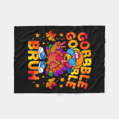 Bruh Funny Thanksgiving Turkey Gobble Outfit Boys  Fleece Deken (Voorkant (Horizontaal))