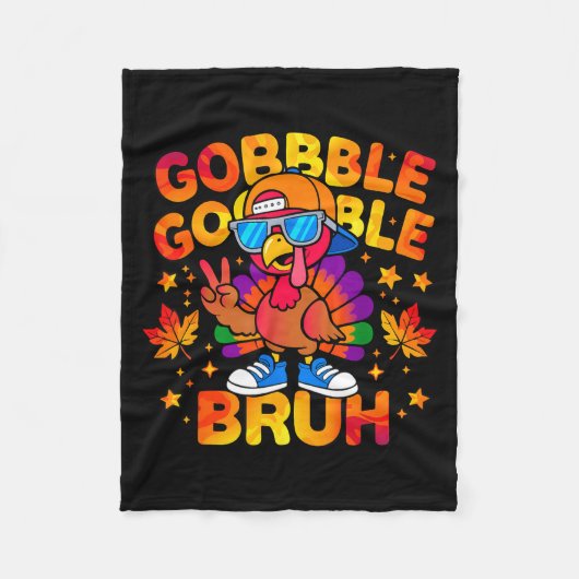 Bruh Funny Thanksgiving Turkey Gobble Outfit Boys  Fleece Deken (Voorkant)