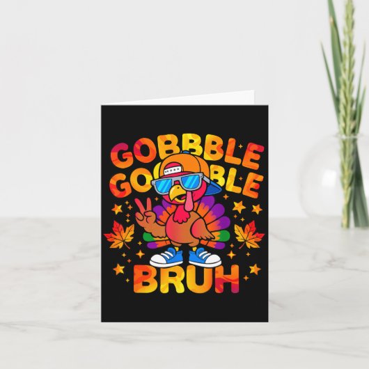 Bruh Funny Thanksgiving Turkey Gobble Outfit Boys  Kaart (Voorkant)