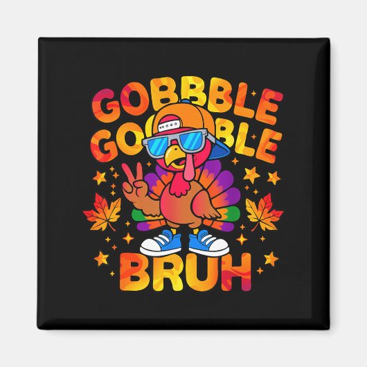 Bruh Funny Thanksgiving Turkey Gobble Outfit Boys  Magneet (Voorkant)