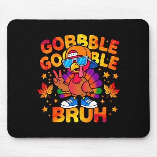Bruh Funny Thanksgiving Turkey Gobble Outfit Boys  Muismat (Voorkant)