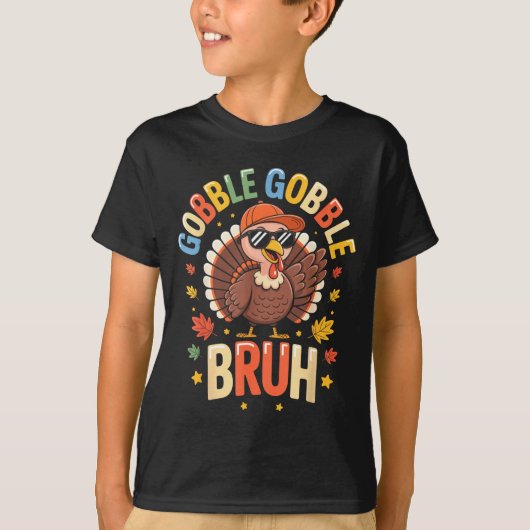 Bruh Funny Thanksgiving Turkey Gobble Shirt Boys G (Voorkant)