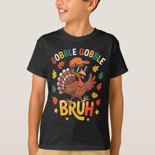 Bruh Funny Thanksgiving Turkey Gobble Shirt Boys G (Voorkant)