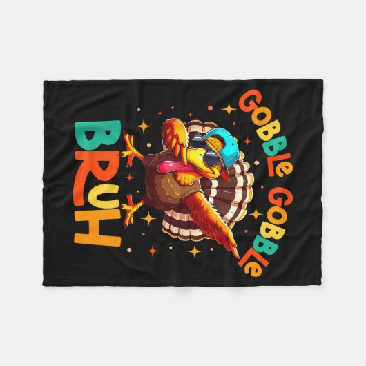 Bruh Funny Thanksgiving Turkey Gobble Shirt Boys G Fleece Deken (Voorkant (Horizontaal))