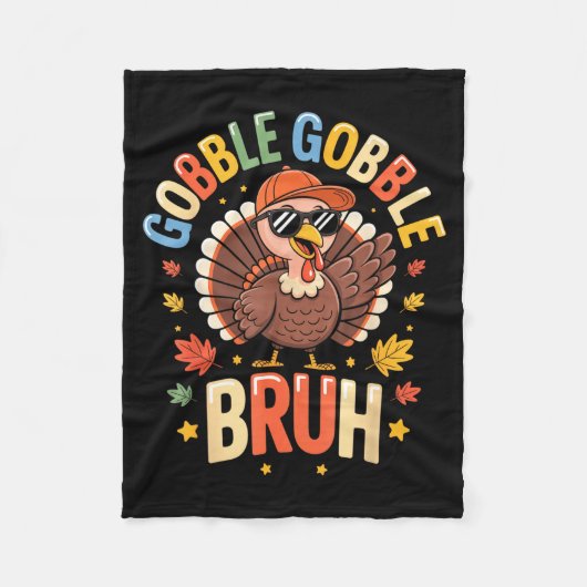 Bruh Funny Thanksgiving Turkey Gobble Shirt Boys G Fleece Deken (Voorkant)