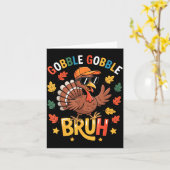 Bruh Funny Thanksgiving Turkey Gobble Shirt Boys G Kaart (Gele Bloem)