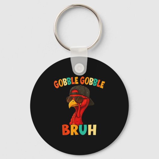 Bruh Funny Thanksgiving Turkey Gobble Shirt Boys G Sleutelhanger (Voorkant)