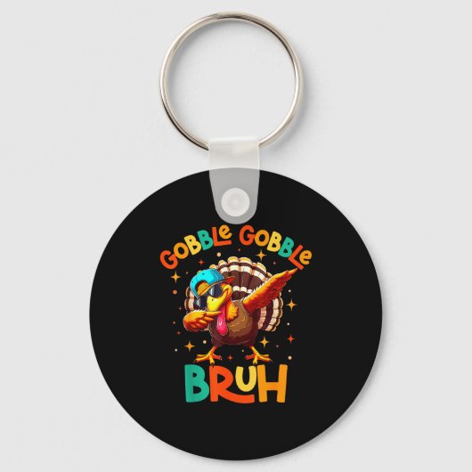 Bruh Funny Thanksgiving Turkey Gobble Shirt Boys G Sleutelhanger (Voorkant)