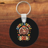 Bruh Funny Thanksgiving Turkey Gobble Shirt Boys G Sleutelhanger (Voorkant)