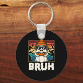 Bruh Gamer Halloween Ghost Video Gaming Mannen Boy Sleutelhanger (Voorkant)