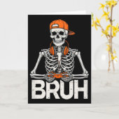 Bruh Gamer Skelet Halloween Videogame Controller Kaart (Gele Bloem)