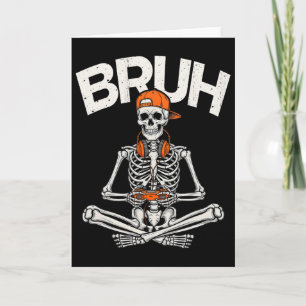Bruh Gamer Skelet Halloween Videogame Controller Kaart