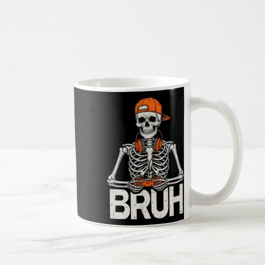 Bruh Gamer Skelet Halloween Videogame Controller Koffiemok (Rechts)