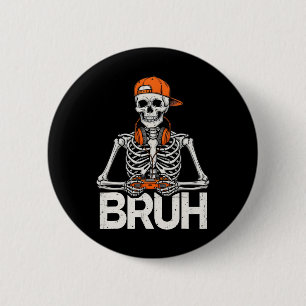 Bruh Gamer Skelet Halloween Videospel Controller Ronde Button 5,7 Cm