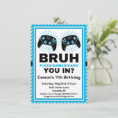 Bruh Gepersonaliseerde Gamer Pizza Party Verjaarda Kaart (Staand voorkant)