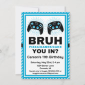 Bruh Gepersonaliseerde Gamer Pizza Party Verjaarda Kaart (Voorkant)