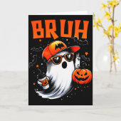 Bruh Ghost Halloween Cute Ghost Trick Or Treat Can Kaart (Gele Bloem)