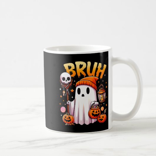 Bruh Ghost Halloween Cute Ghost Trick Or Treat Can Koffiemok (Rechts)