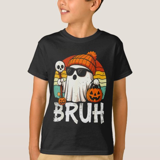 Bruh Ghost Halloween Cute Ghost Trick Or Treat Can T-shirt (Voorkant)