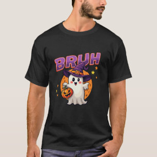 Bruh Ghost Halloween Funny Ghost Costume Witch Pet T-shirt