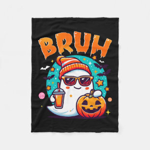Bruh Ghost Halloween Schattigee Ghost Trick or tre Fleece Deken