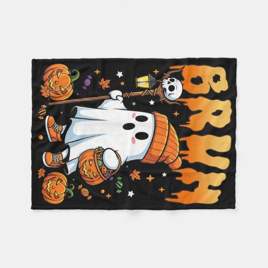 Bruh Ghost Halloween Schattigee Ghost Trick or tre Fleece Deken (Voorkant (Horizontaal))