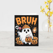Bruh Ghost Halloween Schattigee Ghost Trick or tre Kaart (Gele Bloem)