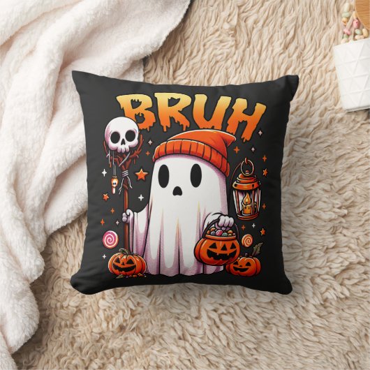 Bruh Ghost Halloween Schattigee Ghost Trick or tre Kussen (Deken)