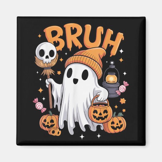 Bruh Ghost Halloween Schattigee Ghost Trick or tre Magneet (Voorkant)