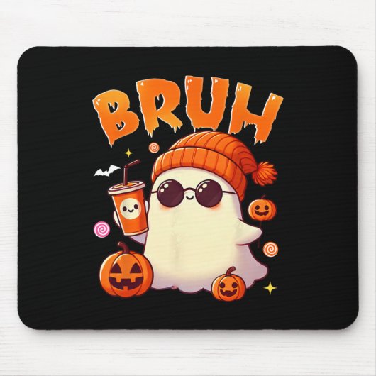 Bruh Ghost Halloween Schattigee Ghost Trick or tre Muismat (Voorkant)