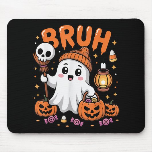 Bruh Ghost Halloween Schattigee Ghost Trick or tre Muismat (Voorkant)