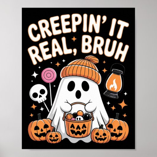 Bruh Ghost Halloween Schattigee Ghost Trick or tre Poster (Voorkant)