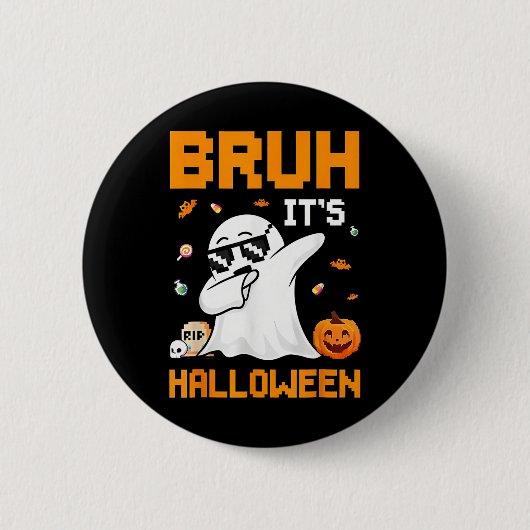 Bruh Ghost Halloween Schattigee Ghost Trick or tre Ronde Button 5,7 Cm (Voorkant)