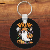 Bruh Ghost Halloween Schattigee Ghost Trick or tre Sleutelhanger (Voorkant)