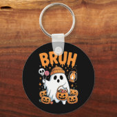 Bruh Ghost Halloween Schattigee Ghost Trick or tre Sleutelhanger (Voorkant)
