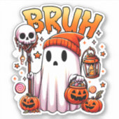 Bruh Ghost Halloween Schattigee Ghost Trick or tre Sticker (Voorkant)