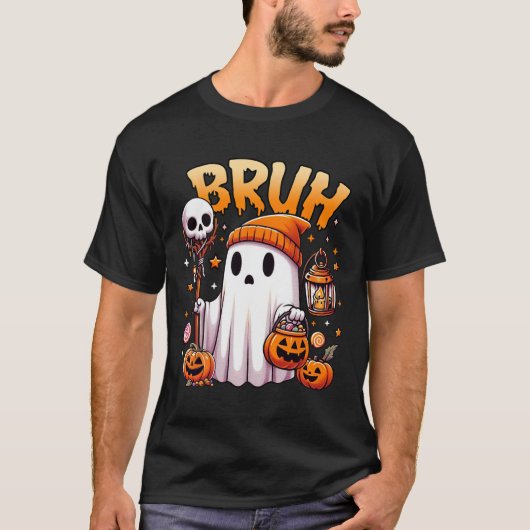 Bruh Ghost Halloween Schattigee Ghost Trick or tre T-shirt (Voorkant)