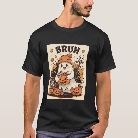 Bruh Ghost Halloween Schattigee Ghost Trick or tre T-shirt (Voorkant)