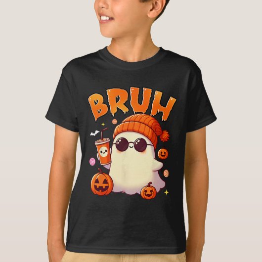 Bruh Ghost Halloween Schattigee Ghost Trick or tre T-shirt (Voorkant)