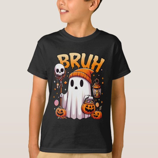 Bruh Ghost Halloween Schattigee Ghost Trick or tre T-shirt (Voorkant)