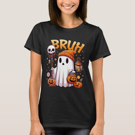 Bruh Ghost Halloween Schattigee Ghost Trick or tre T-shirt (Voorkant)