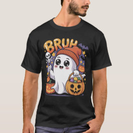 Bruh Ghost Happy Halloween Trick or treat Pompoen T-shirt