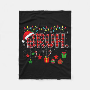 Bruh Grappig Kerstmis Rood Geruit Tieners Jongens Fleece Deken