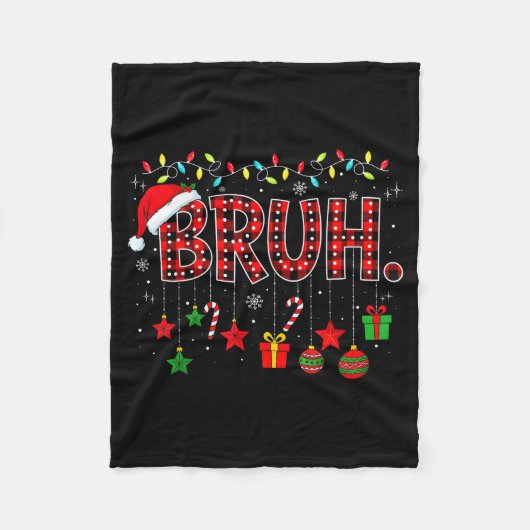 Bruh Grappig Kerstmis Rood Geruit Tieners Jongens Fleece Deken (Voorkant)