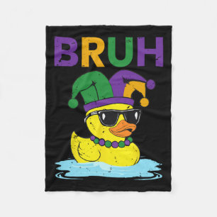 Bruh Grappige Eend Mardi Gras Rubber Eend Met Jest Fleece Deken