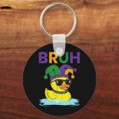 Bruh Grappige Eend Mardi Gras Rubber Eend Met Jest Sleutelhanger (Voorkant)